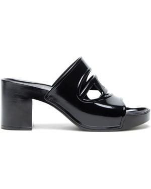 DIESEL Sa-Bonnie-Heeled Rubber Slides With Cut-Out Logo - Black