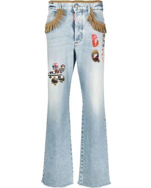DSquared² Vaqueros Bootcut Con Flecos - Azul