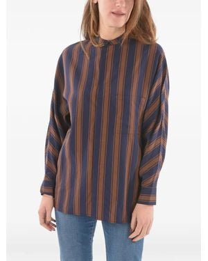 Woolrich Scully Collarless Striped Shirt - Purple