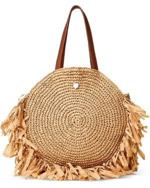 Twinset Fringed Raffia Tote Bag - Natural