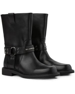 KARL LAGERFELD Sadie Studs Harness Boots - Black