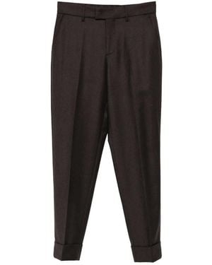 Berwich Alice Long Pleated-Detail Turn-Up Pants - Black