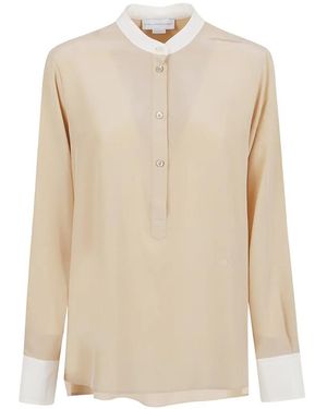Stella McCartney Contrast-Panel Long-Sleeve Blouse - Natural