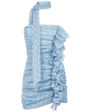 Nina Ricci Polka-Dot Ruffled Mini Dress - Blue