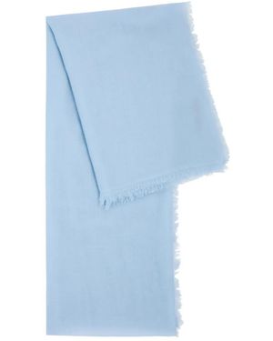 AMA Pure Fringed-Trim Cashmere Scarf - Blue