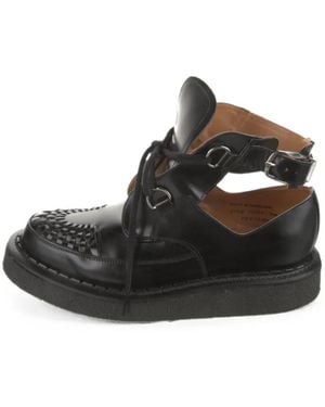 Comme des Garçons Woven Buckle-Strap Ankle Boots - Black