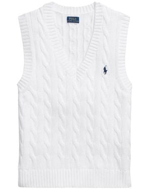 Polo Ralph Lauren Cable-Knit V-Neck Vest - White