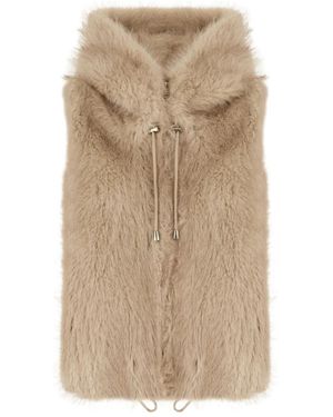 Valentini Hooded Fur Vest - Natural