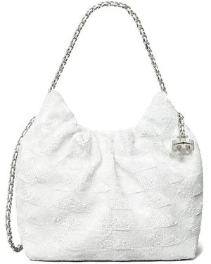Tory Burch Mini Fleming Sequin Shoulder Bag - White