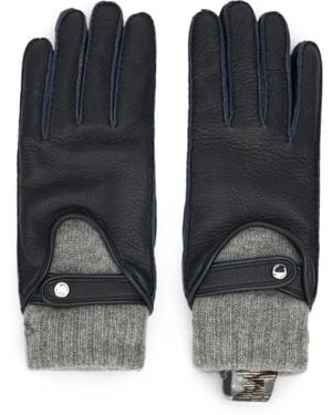 Moorer Ribbed-Knit Panelled Gloves - Black