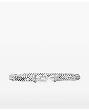 David Yurman Buckle Classic Cable ダイヤモンド ブレスレット 5mm スターリングシルバー - マルチカラー