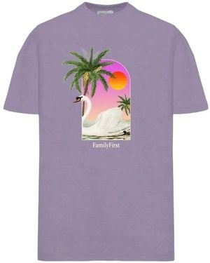 FAMILY FIRST Swan-Print T-Shirt - Purple