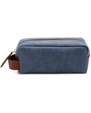 La Portegna Neceser Dopp De Lona Con Ribete De Cuero - Azul