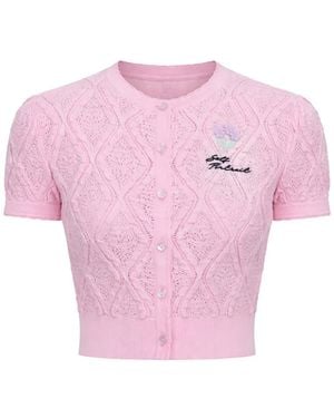 Self-Portrait Floral Crochet Top - Pink