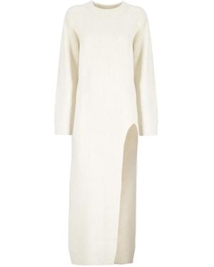 Laneus Knitted Midi Dress - White