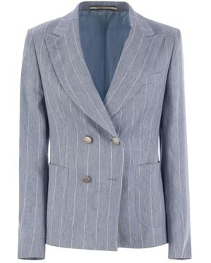 Tagliatore Einreihiger Blazer Mit Streifen - Blau