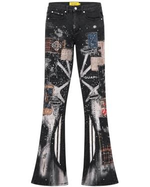 GUAPI Vintage Chronicle Graphic-Print Splatter-Effect Slim-Fit Jeans - Black