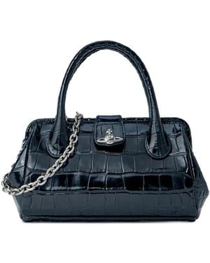 Vivienne Westwood Crocodile-Embossed Leather Tote Bag - Blue