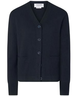 Thom Browne 4-Bar Trompe L'Oeil Cardigan - Blue