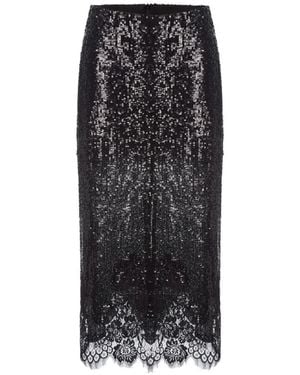 Monse Lace-Hem Sequin-Embellished Skirt - Black