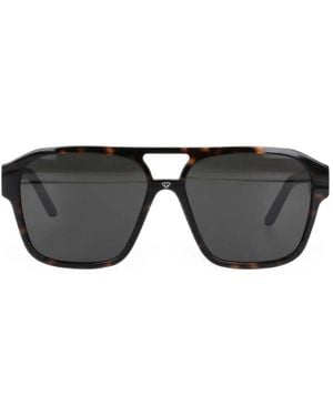 FACE HIDE Occhiali Da Sole Doppioponte Havana Stile Pilota - Nero