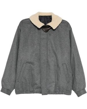 Ssstein Mouton-Collar Padded Jacket - Gray