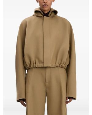 Victoria Beckham Hooded Drawstring Jacket - Natural