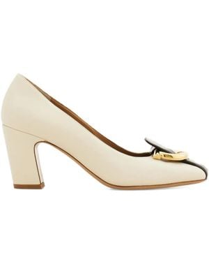 Ferragamo Leather Court Shoes - Natural
