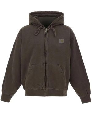 Carhartt Logo-Patch Zip-Up Hoodie - Gray