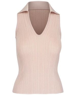 Agnona Plissé Sleeveless Knit Top - Pink