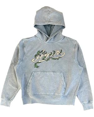 Amiri Logo-print Filigree-detail Hoodie - Blue