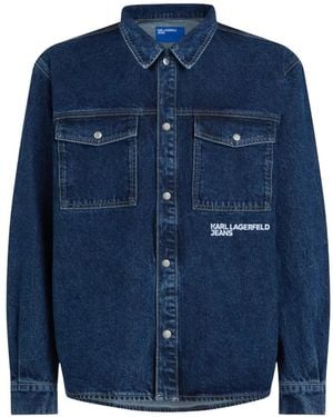 KARL LAGERFELD Logo Denim Overshirt - Blue