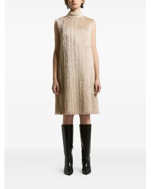 Peserico Fringed High-Neck Dress - Natural