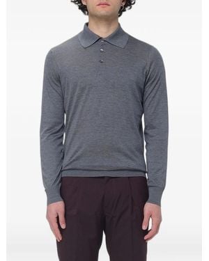 Brunello Cucinelli Long-Sleeved Polo Shirt - Blue