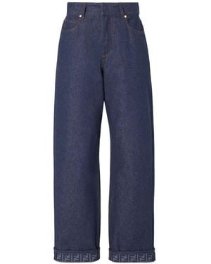 Fendi Ff Reverse Denim Jeans - Blue