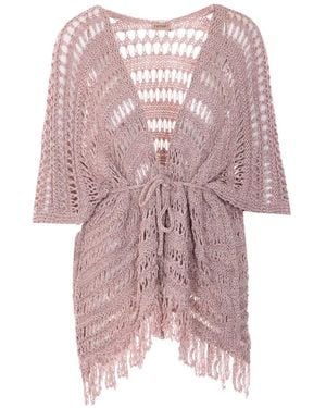 Twinset Laces Fringe Dress - Pink