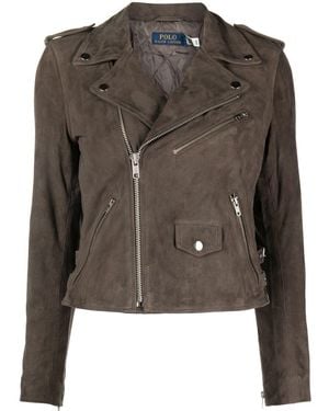 Polo Ralph Lauren Asymmetric Zip-Fastening Biker Jacket - Grey