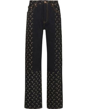Marine Serre Regen Crescent Moon Straight-Leg Jeans - Black