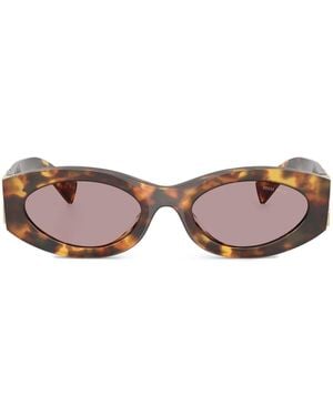 Miu Miu Logo-Lettering Sunglasses - Brown