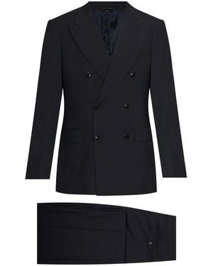 Giorgio Armani Double-Breasted Wool Suit - Blue