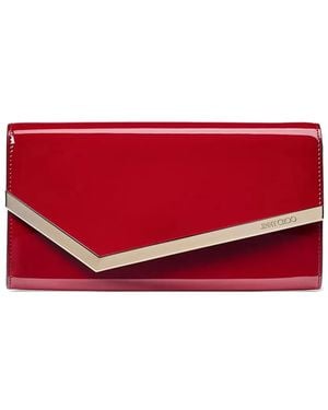Jimmy Choo Emmie Logo-Debossed Clutch Bag - Red