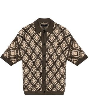 AllSaints Morena Crochet-Knit Collared Cardigan - Green