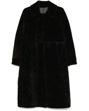 Manzoni 24 Shearling Collared Coat - Black