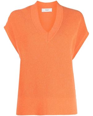Pringle of Scotland Haut En Maille Nervurée À Col V - Orange