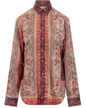Pierre Louis Mascia Paisley-Print Long-Sleeve Shirt - Pink