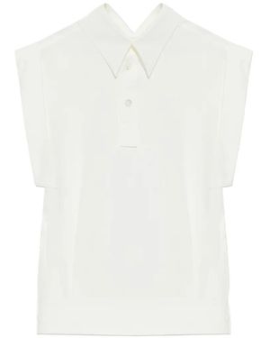 Issey Miyake Collar Sleeveless Top - White