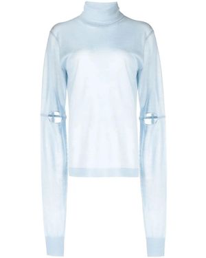 Helmut Lang Pull En Cachemire À Détail De Découpes - Bleu