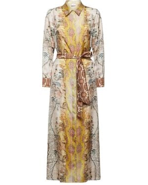 Pierre Louis Mascia Floral-Print Shirt Maxi Dress - Metallic