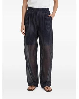 Brunello Cucinelli Striped Wide-Leg Trousers - Blue