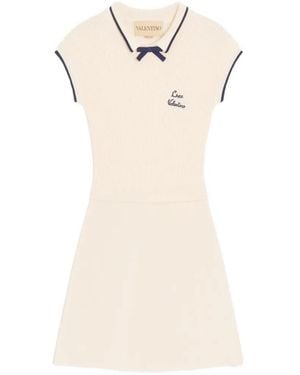Valentino Garavani Gebreide Mini-Jurk Met Strik - Wit